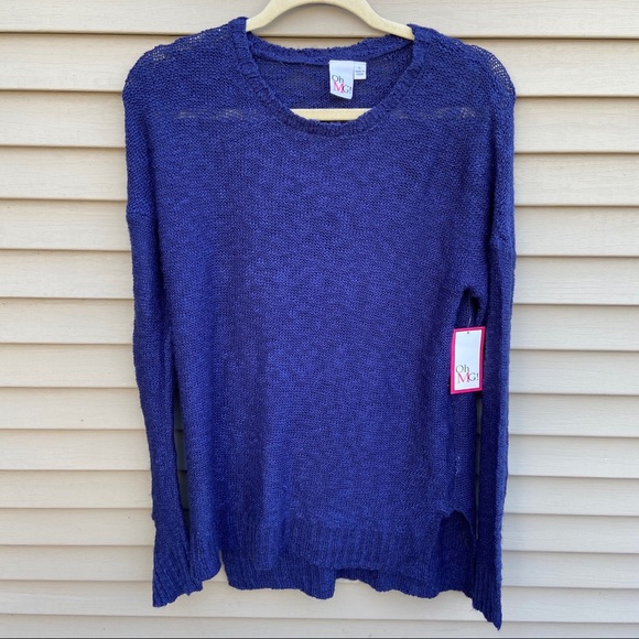 NWT Oh! MG OMG knit crew neck blue sweater - Picture 3 of 8